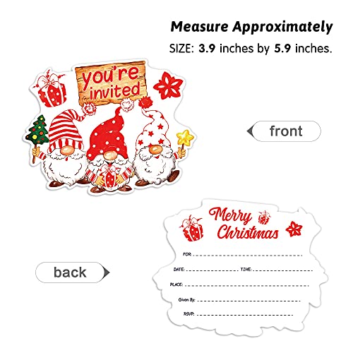 Cusrtyh 15 Sheets Christmas Garden Gnomes Invitation Cards With With 15 Envelopes， Christmas Party Invitation Cards，Christmas Shaped Fill-In Invitations，Christmas Party Supplies #TOP2