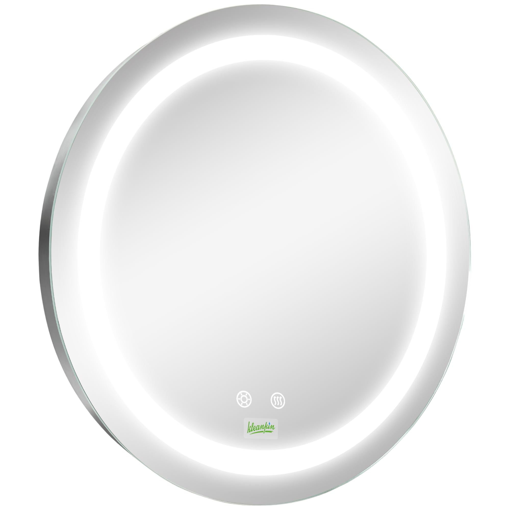 kleankin Espejo de Baño con Luz LED Redondo Ø50x4,6 cm Plata | De Pared, Interruptor Táctil, 3 Luces Ajustables, Función de Memoria, Antivaho, Marco de Aluminio, Pequeño