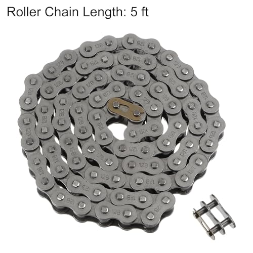 sourcing map 12B Metrisch Standard Rollenkette 5Ft Karbonstahl Ketten 3/4 Industrial Rollenkette Antrieb Kette für Motorrad Fahrrad Industrielle Maschinen -80 Verbindungen