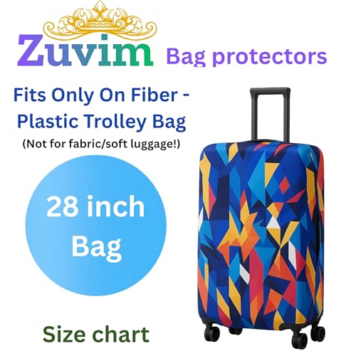 Image of Luggage Cover Trolley Covers for Suitcase Washable Dust Proof Anti-Scratch Protector Cover Polyester Printed Stretchable Fabric (Fits Fiber /Plastic Trolley Bags only) (Rainbow, 28 inch)