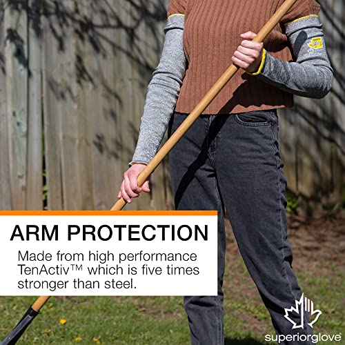 Cut Resistant Sleeves – Protective Arm Sleeves For Gardening Yardwork, Non-Slip Cooling Comfort 18” Length (1 Pair – Size Large) Ktag Without Thumbhole #TOP3