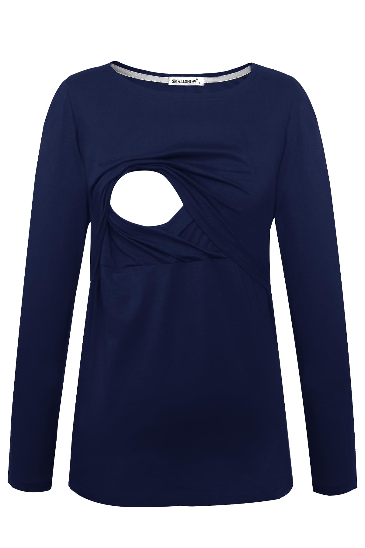 Smallshow Women's Navy Long Sleeve Breastfeeding Top Maternity Nursing T-Shirt Pregnancy Clothes Xxl