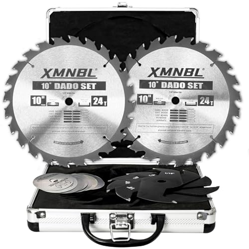 Image of 10 inch Stacking Dado Blade Set 24-Tooth,Dado Blades for 10 Inch Table Saw,Compatible with 10 Inch Table Saw,Dado Stack for Fine Finished Dados, Grooves, and Rabbets,Ranging From 1 /4'' to 13 /16''14 Pieces