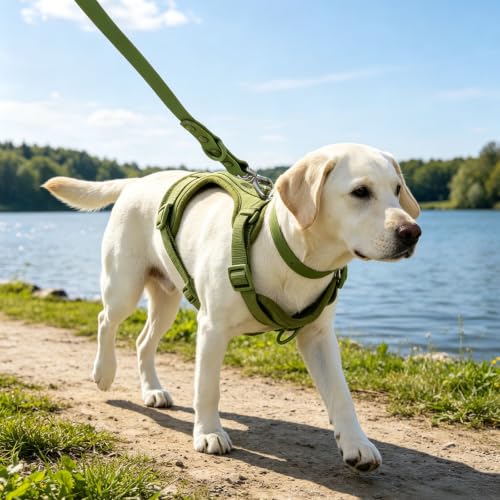 KitchMingle 4-in-1 No-Pull Dog Harness Set (Olive Green, S) — view 5