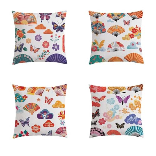 Housse coussin extérieur 70x70cm aspect lin impression double face papillon - 2