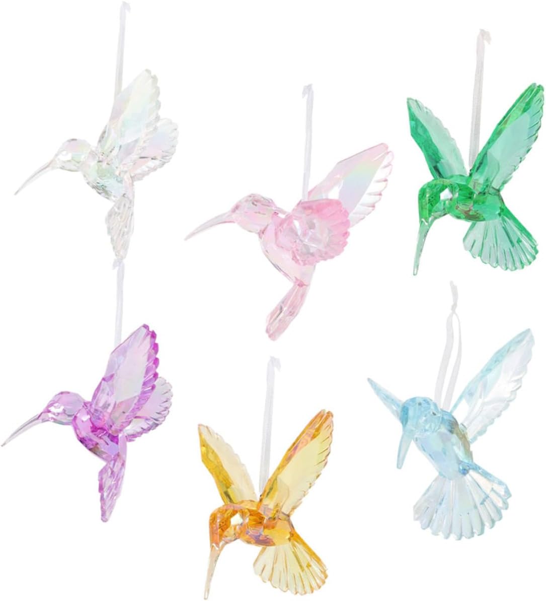 Hummingbird Ornament 3Pcs Acrylic Hanging Bird Decor 3.93X3.74X2.75In for Home Party Christmas Tree & Wedding Decoration