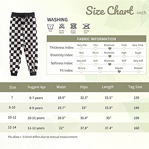 Girls' Sweatpants Kids Loose Drawstring Active Jogger Pants With Pocket Hip Hop Streetwear Trousers (Plaid, 10-12) #TOP5