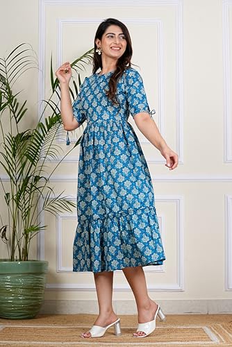 Image of Kuruti B Sheets Women's Cotton Floral Printed Regular Fit Anarkali Kurta for Women