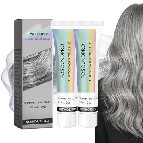 Fosoundpro Silver Hair Dye, 2-in-1 New Upgrade Natural Essence Extract, Permanent Silver Hair Dye,...