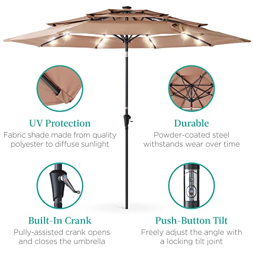 Best Choice Products SKY6388 10Ft 3-Tier Solar Patio Umbrella, Outdoor Market Sun Shade thumb #4