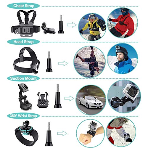 image for Appolab 61 in 1 Action Camera Accessories Kit for AKASO EK7000 GoPro H