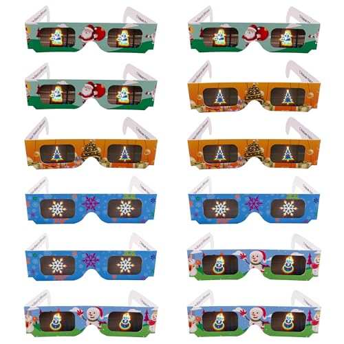 YB-OSANA 3D-Weihnachtsbrillen, 12 Stück, Hologramm, Urlaubsbilder,...