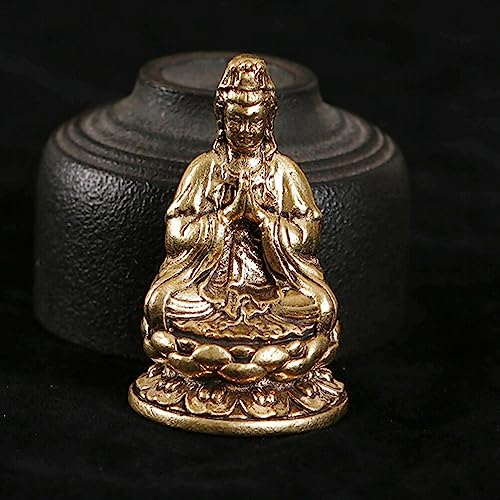 Figura Mini Estatua Budista Guanyin de Latón miniatura 5