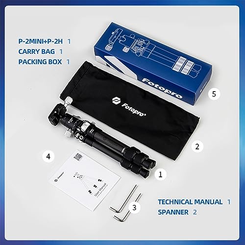 Fotopro Mini trípode de Viaje, trípode Ligero y Compacto de Fibra de Carbono con Cabeza de Bola de 360°, Placa QR para videocámara DSLR, para Viajes para Escritorio, Carga máxima de 11 Libras, Color - imagen 6