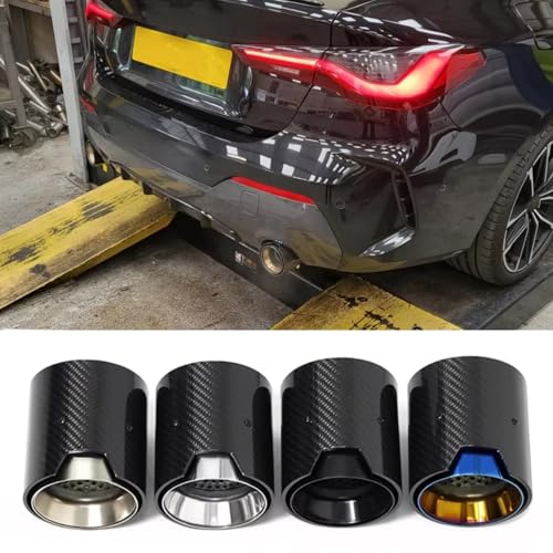 Tubo de escape para coche BMW G22 G23 G26 y colas de fibra de carbono azul con enchufe directo 6
