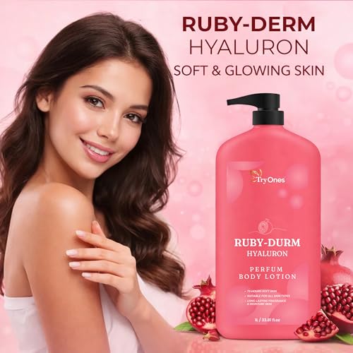 Image of Ruby-Durm Hyaluron Perfum Body Lotion with Pomegranate Fragrance, 72-Hour Moisturizing Formula for All Skin Types, 1L /33.81 fl.oz