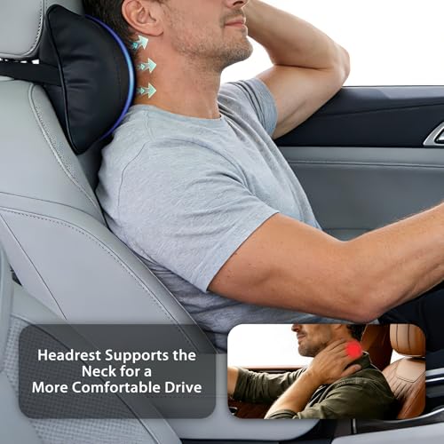 SendyFeather 2 Pack Car Neck Pillow Soft Breathable Headrest Pillows for Driving Support, Universal Fit for Most Car Seats Decor Accessories（Black） by SendyFeather - Used condition - Image 2