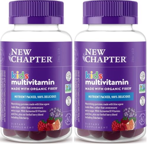 New Chapter Kids Multivitamin Gummies - 65% Less Sugar, Kids Gummy Vitamins with Vitamins C, D3 & Zinc, Non-GMO, Gluten Free, Berry-Citrus, 60ct,(Pack of 2) - image 1