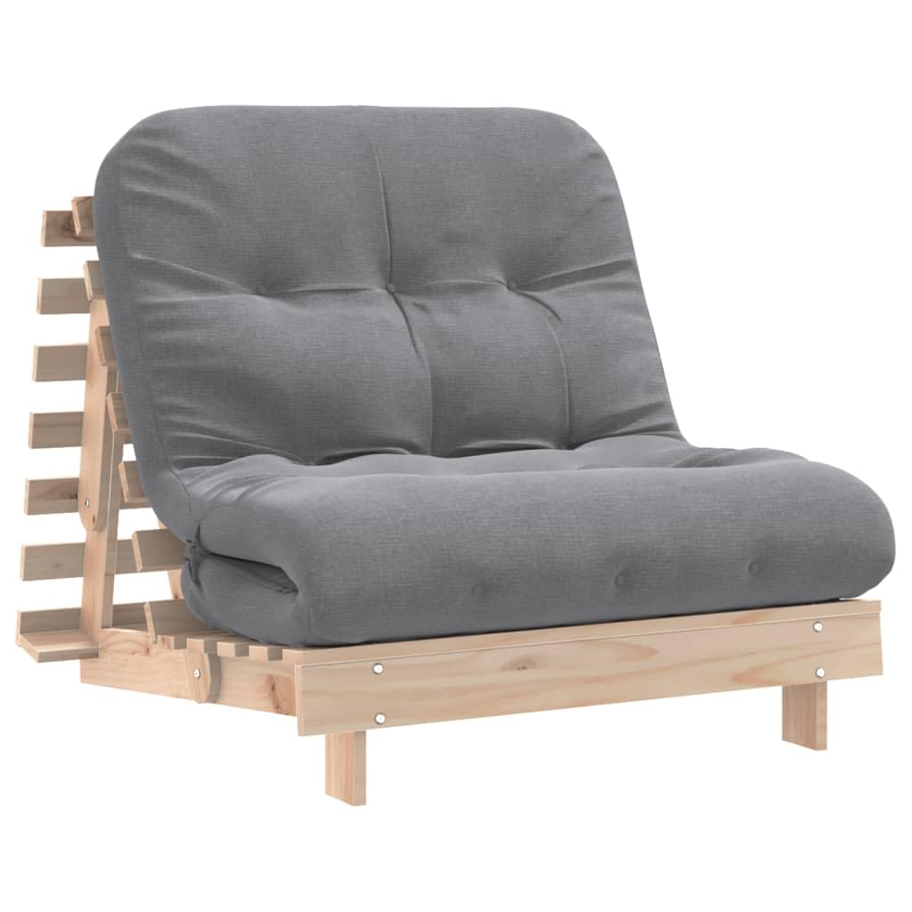 vidaXL Futon Schlafsofa mit Matratze, Bettsofa mit verstellbaren Rückenlehne, Schlafcouch für Wohnzimmer Schlafcouch, Klappsofa, Massivholz Kiefer