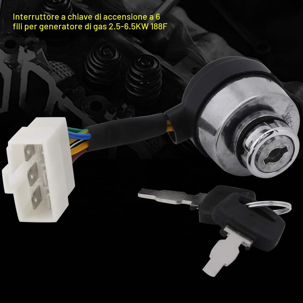 Shopping Pazzo Avviamento con interruttore a chiave di avviamento accensione a 6 fili per rimorchio per trattore per auto con generatore di gas 2.5-6.5KW 188F