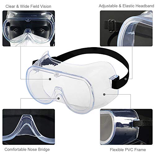 KKmoon Óculos de segurança para adultos Óculos de segurança ajustáveis ​​com design totalmente fecha