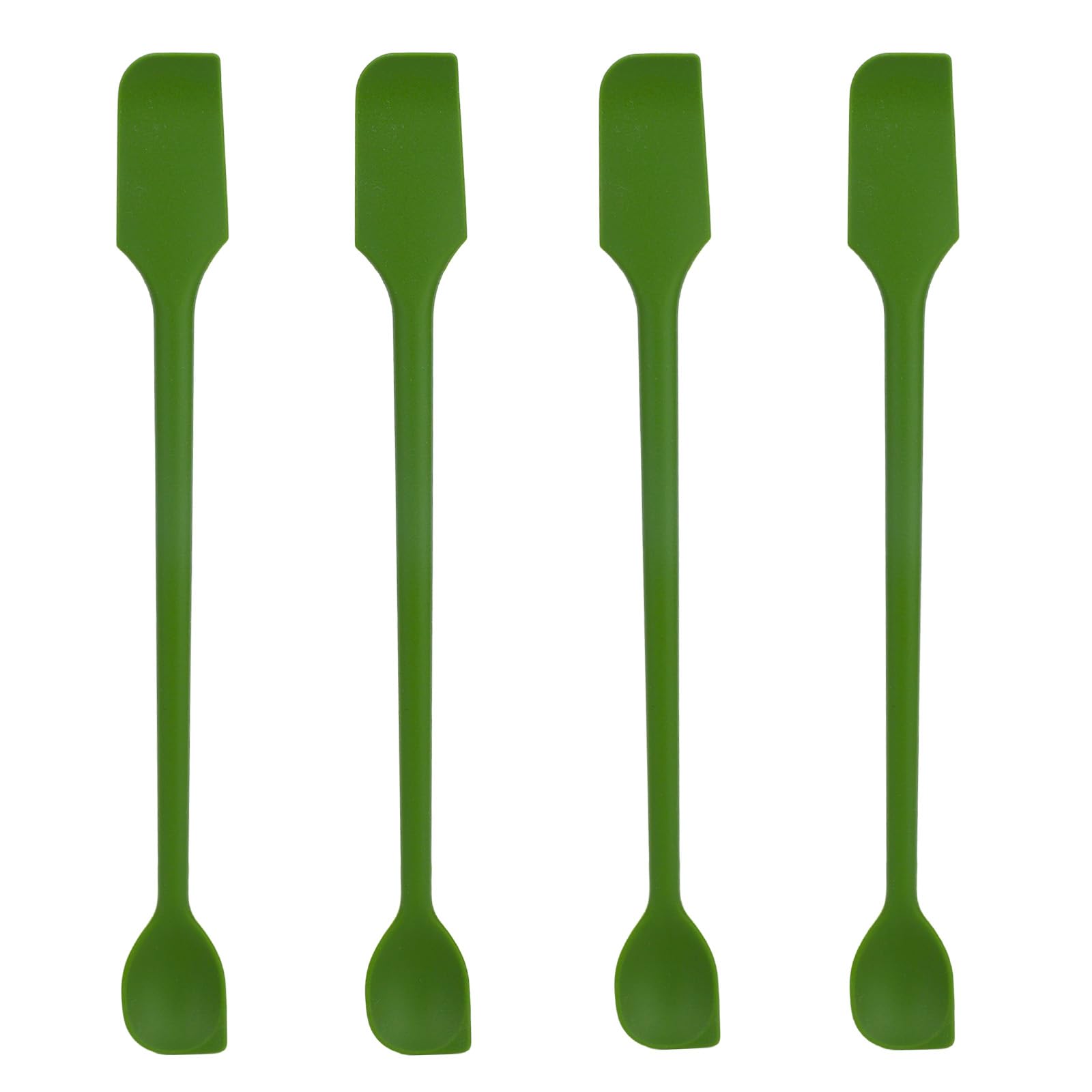 Tinoaly 4pcs Mini Spatulas Set, Silicone Double-Head Multifunctional Kitchen Small Tiny Rubber Spatulas Practical Kitchen Tool Accessories for Jar Jam Butter Makeup Cream Lotion (Green)
