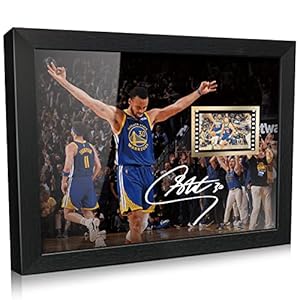 ORIMAMI Gifts for Basketball Player Stephen Curry Fans,Sport Superstar Picture Desktop Framed Photo 8×6 Inches with Printed Signed and 1x35mm Film Mini Cell Display