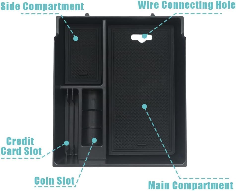 Miniatura 6 de BestEvMod para Rivian R1T y Rivian R1S Accesorios Bandeja Organizadora de Consola Central, Reposabrazos Caja de Almacenamiento Material ABS con