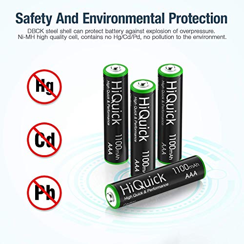image for HiQuick 16 Counts Rechargeable Batteries AAA 1100mAh High Capacity Per