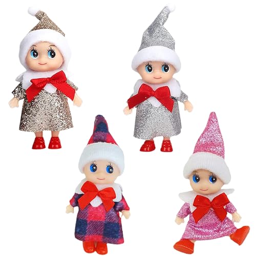 YUNHENTONG Elfo Navidad Muñeco, 4 Piezas Elfos Traviesos Navidad Lindo Duende Navidad Elfos Navideños, Elfo Navidad Muñeco Travieso para Niños Adultos Navideños Decoraciones Juguetes