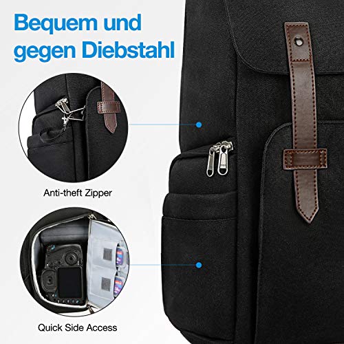 Kamerarucksack BAGSMART Fotorucksack mit Diebstahlschutz, mit wasserdichter Regenhülle, für DSLR und SLR Kameratasche… – Bild 5