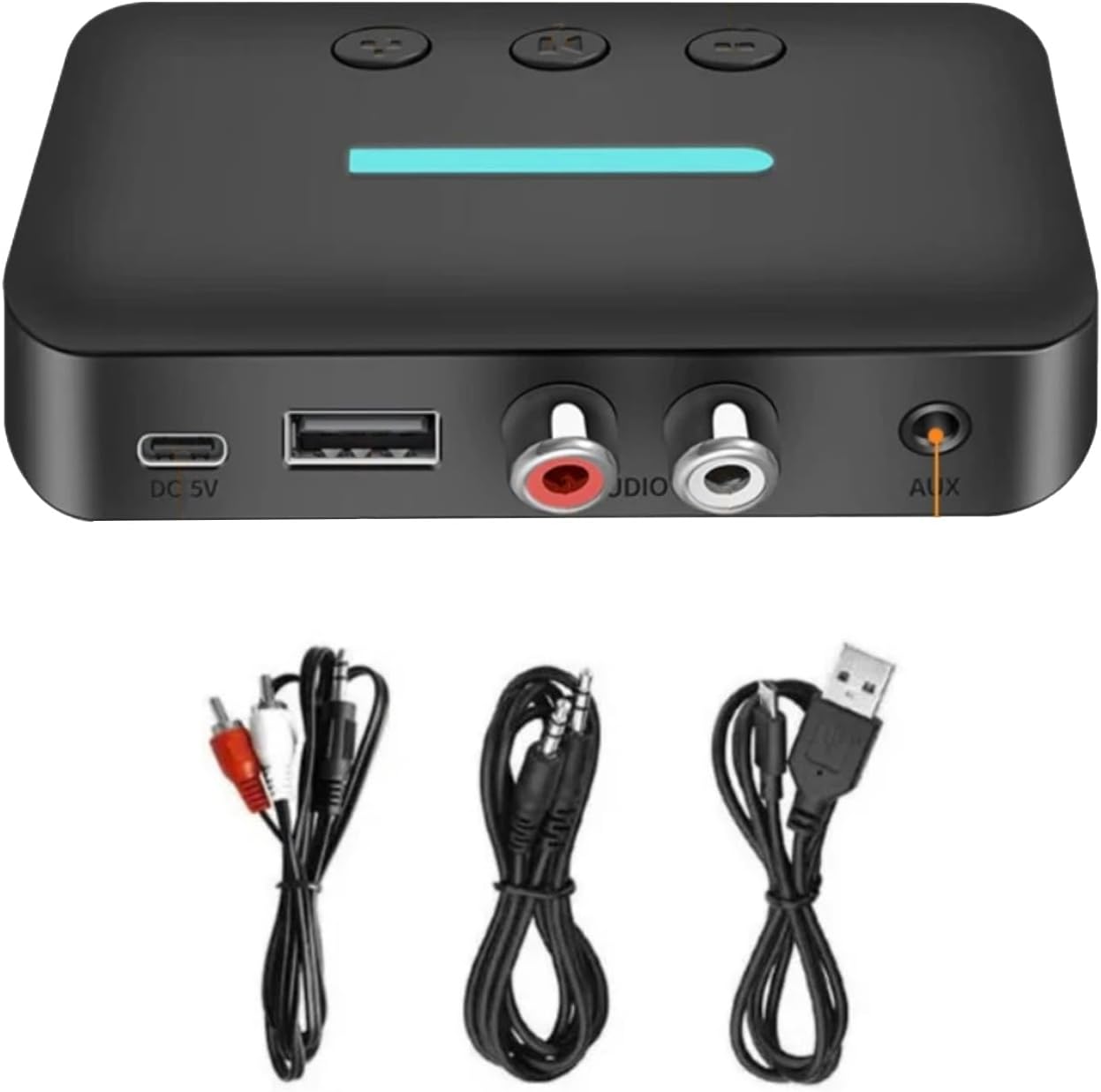 Low Latency Bluetooth 5.3 Receiver for Home Stereo RCA AUX USB Wireless Adapter for Speakers, Music Streaming Stereo System AE