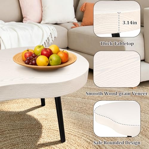 Image of Cloud Coffee Tables Modern Small Coffee Table Wood Frame Low Floor Table for Sitting on the Floor White Funky Center Tea Tables for Living Room Reception Room