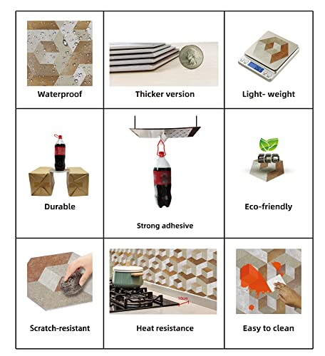 Colamo Luxury Peel And Stick Backsplash,Large Hexagon Faux Stone Mosaic Tile,Self Stick On Accent Wall,Geometric 3D Design,Waterproof Adhesive Smart Marble Tile For Kitchen,Stove,Bedroom(1Pcs,Brown) #TOP5