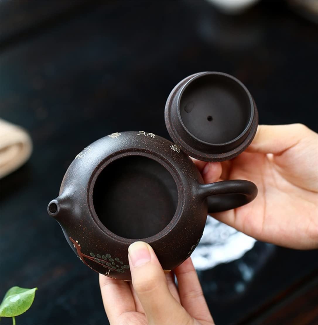 Theiere en Fonte Théière en Fonte Théière 8 Oz/0,24 L en Argile Noire Théière Peinte À La Main en Boue Japonaise Théière Théière Fonte