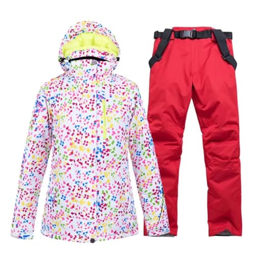 Vattentäta snowboardkläder för kvinnor skiddräktsset vindtäta vinterkostymer jackor rembyxor snökläder, bildjacka byxa8, L