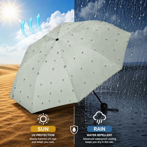 Image of Umbrella for Rain and Sun Protection UPF50+ Mini Capsule Foldable Umbrella for Women Men | 5-Fold Compact Travel Umbrella | Windproof UV Protection | Ring Buckle Anti-Loss