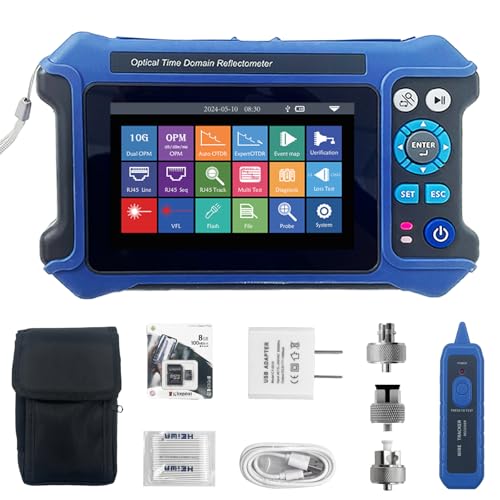 Image of 16-in-1 OTDR Optical Fiber Tester 1310 /1550nm,4.3' Touch Screen and Event Map OLT (Optical Loss Test), Fiber Tester Built-in VFL OPM LS /OLS /RJ45,Functions RJ45 Cable Tester Network Tools