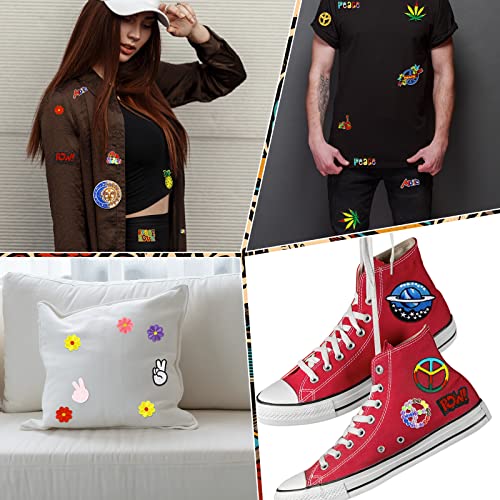48 Pcs Iron On Patches Vintage Hippie Embroidered Patches Random Assorted Styles Patches Kit Aesthetic Repair Appliques For Sewing Diy Jacket Hat Clothing Backpack Jean 1970S Party (Cute Style) #TOP3