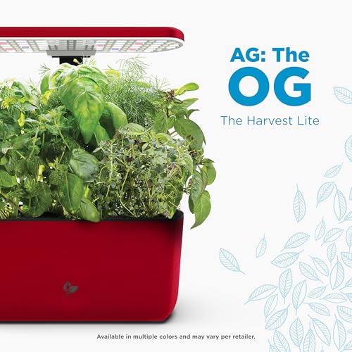 Image of AeroGarden Harvest Lite, Cherry Red | Soil-free Indoor Hydroponic Garden with LED Grow Light for Year-Round Gardening of up to 6 Herbs and Vegetables