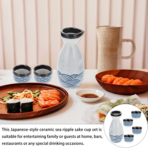 Doitool 5 Piece Sake Set Durable Ceramic Japanese Sake Set With 1 Carafe Decanter Tokkuri Bottle And 4 Ochoko Cups For Hot Or Cold Sake At Home Or Restaurant #TOP4