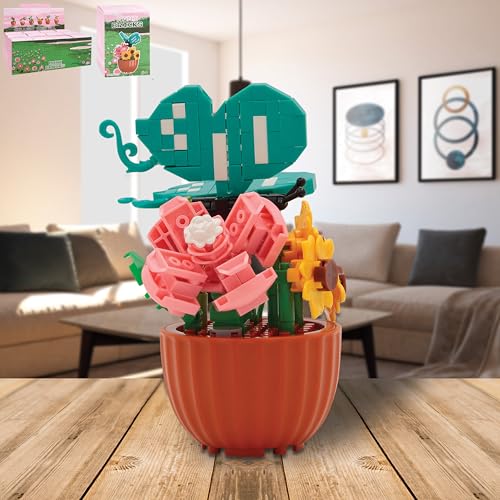 Lesser & Pavey Mini Bricks Flower With Butterfly Building Blocks For Home & Office, Flower With Buttfly - Image 4