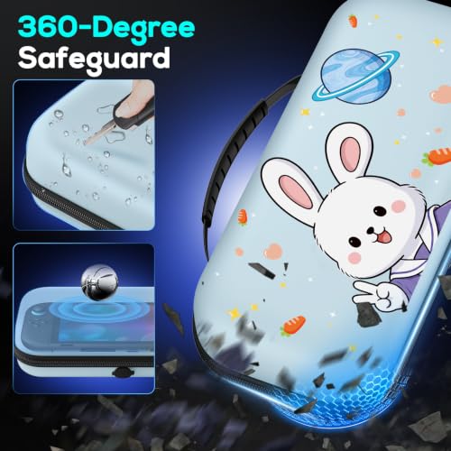 Image of Auarte [Charge inside Carrying Case for Switch 2 2025 / Switch OLED / Switch with Adapter and for Joy Cons Storage, Travel Cases for Switch 2 Console with 22 Game Card Storage (Cute Rabbit)