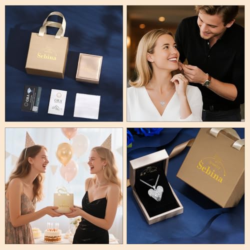 Wings Moissanite Pendant Necklaces for Women,2 Carats,925 Sterling Silver Necklace,Anniversary Present or Valentine Christmas Mothers Day Birthday Jewelry Gifts for Mom Wife Her Girlfriend4