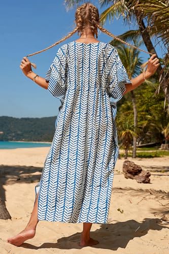 Image of Women Beachwear Long Beach Coverups Kaftan Casual Caftan Dress