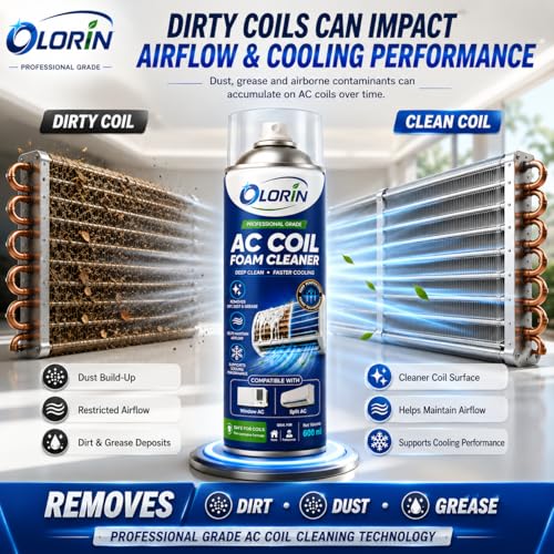 Image of Olorin AC Coil Foam Cleaner Spray 600ml | Deep-Cleaning Foam For Split & Window ACs | Removes Dirt, Dust & Grease From AC Coils | Improves Airflow & Cooling | Safe For Aluminium & Copper Coils
