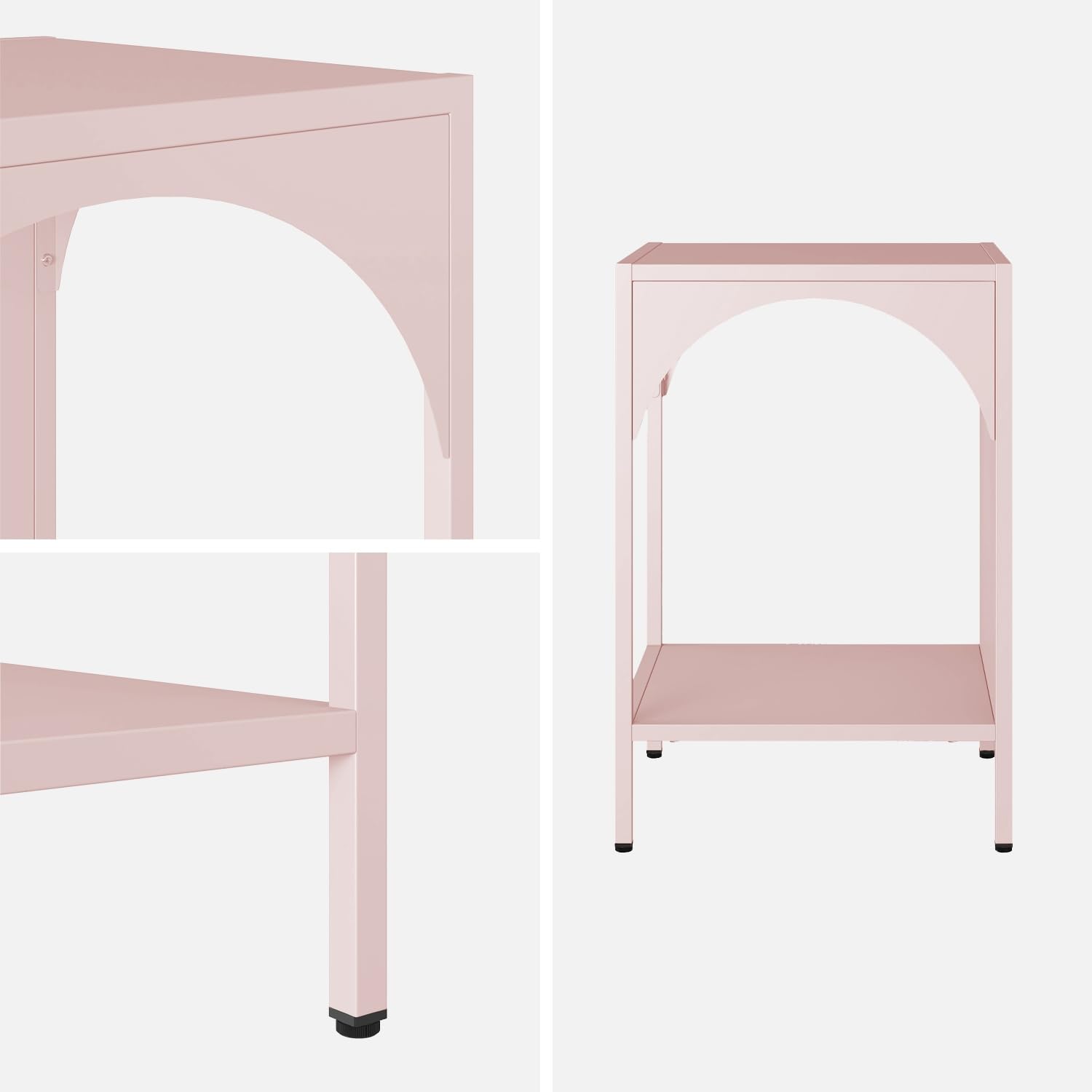 sweeek - Lot de 2 Tables de Chevet. Tables d'appoint en Acier Style Industriel. Rose. L 35 x l 35 x H 52cm