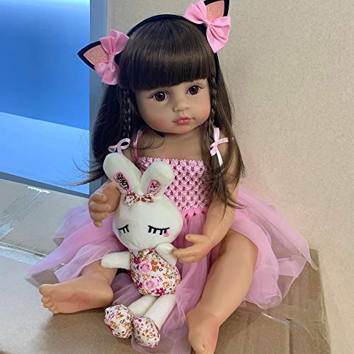 YIHANGG 55cm Realistic Reborn Doll Real Size Original Bebe Toddler Girl Pink Princess Bath Toy Very Soft Full Body Silicone Lifelike Doll