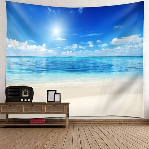 Tapisserie murale salon et chambre paysage naturel bleu 150x150