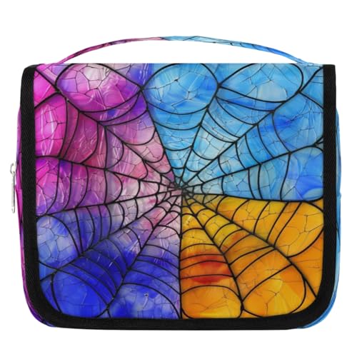Trousse de toilette de voyage en toile d'araignée artistique pour femmes, hommes, filles, garçons, enfants, trousse de maquillage à suspendre, trousse de toilette, trousse de douche, couleur, 4.5 L,